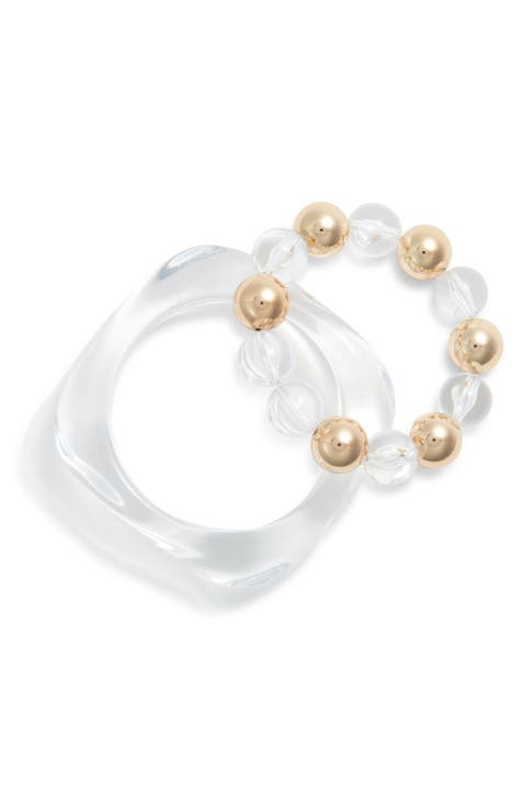 Set of 2 Bangle and Beaded Bracelets