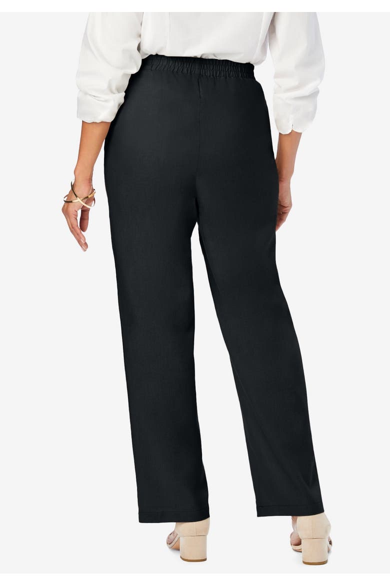Lightweight Linen Blend Straight Leg Pants, Alternate, color, BLACK