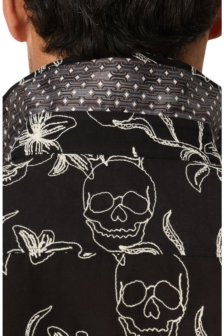 Emden Short Sleeve Button-Up Shirt, Alternate, color, BLACK