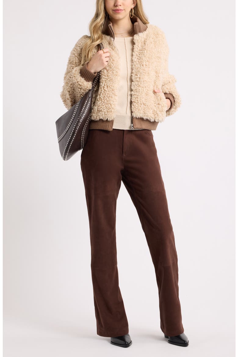 Faux Shearling Bomber Jacket, Alternate, color, NATURAL