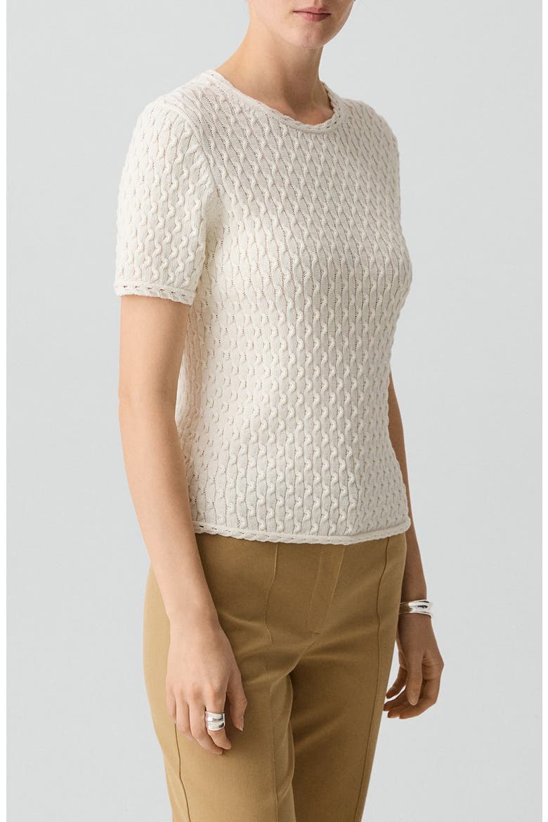 Cable Knit Organic Cotton Top, Alternate, color, IVORY