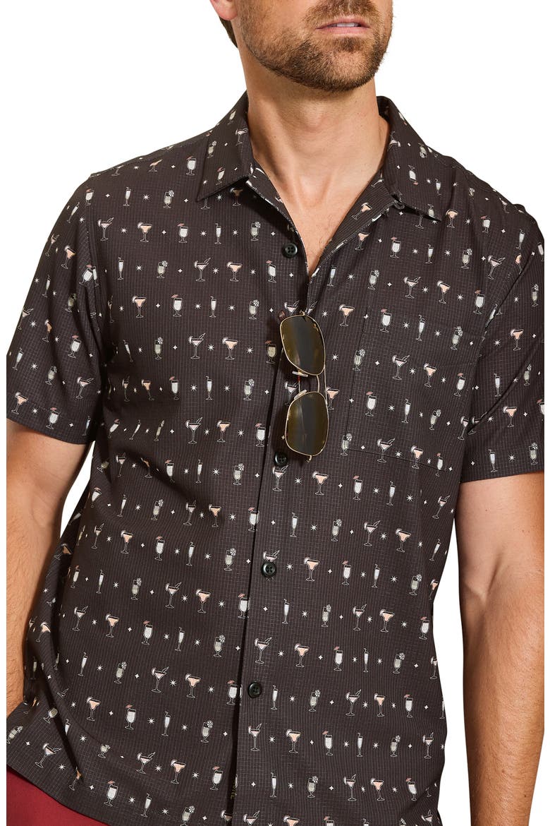 Bahama Coast Cocktail Conga Print Button-Up Shirt, Alternate, color, TAPENADE