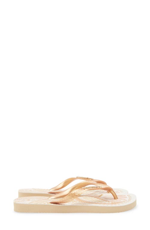 Havaianas X Farm Rio Papillon Flip Flop In Golden