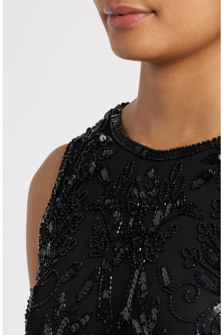 Beaded Sleeveless Gown, Alternate, color, BLACK