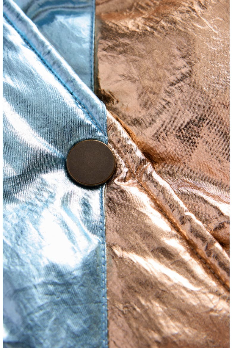 Kids' Stripe Metallic Bomber Jacket, Alternate, color, METALLIC WAVE