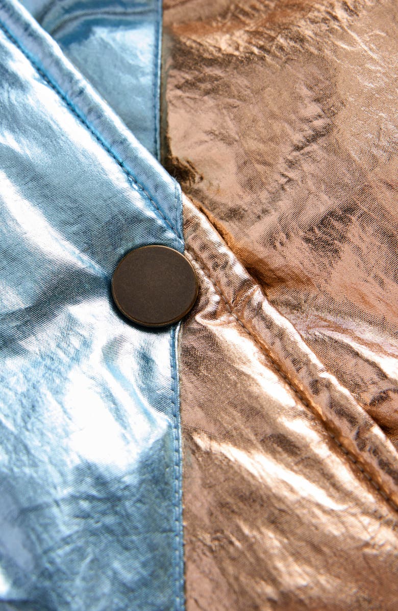 Mini Boden Kids' Stripe Metallic Bomber Jacket, Alternate, color, Metallic Wave