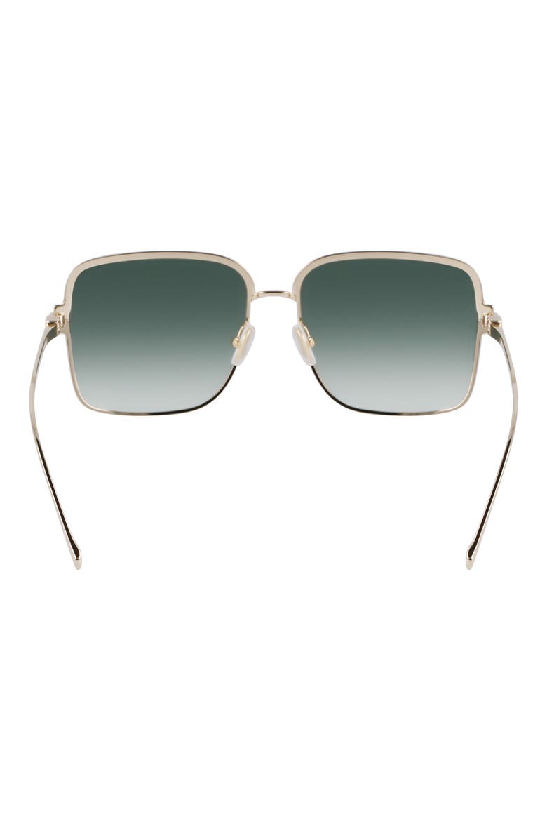 Gancini 57mm Modified Rectangular Sunglasses, Alternate, color, GOLD/ GREEN GRADIENT