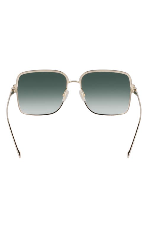 Ferragamo Gancini 57mm Modified Rectangular Sunglasses In Gold/green Gradient