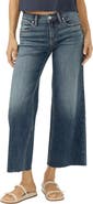 Silver Jeans Co. Suki Embellished Pocket Raw Hem Crop Wide Leg Jeans