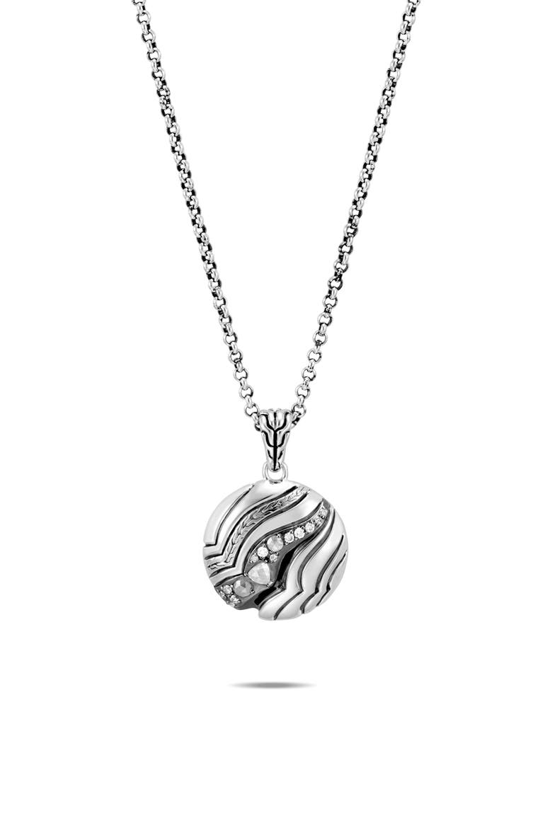 Lahar Diamond Circle Pendant Necklace, Main, color, SILVER/ DIAMOND