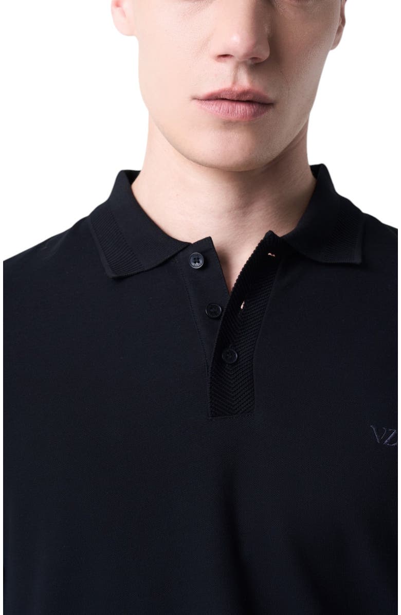 Velez Men's semi-fit polo shirt with jacquard detail, Alternate, color, Black