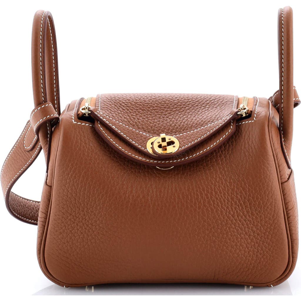 Pre-owned Hermes Hermes Lindy Bag Clemence Mini In Brown
