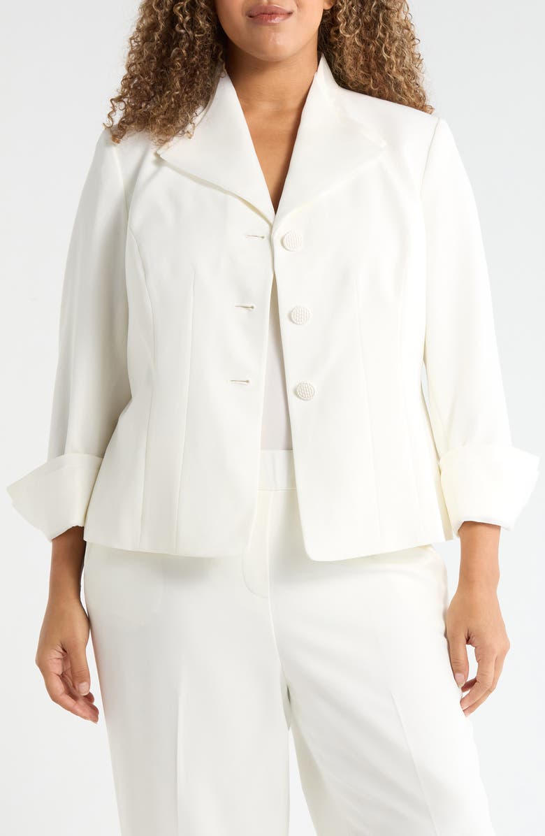 KASPER Winged Lapel Three-Button Blazer, Main, color, Vanilla Ice