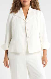 Winged Lapel Three-Button Blazer