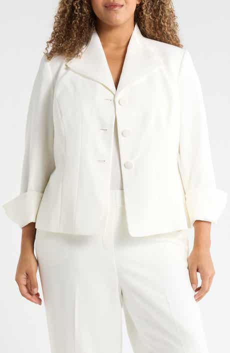 Winged Lapel Three-Button Blazer