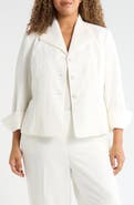KASPER Winged Lapel Three-Button Blazer