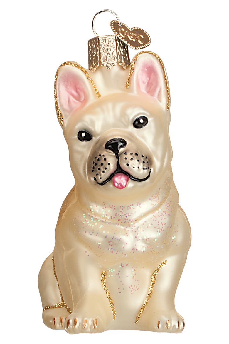 French Bulldog Glass Ornament, Main, color, GOLDEN IVORY