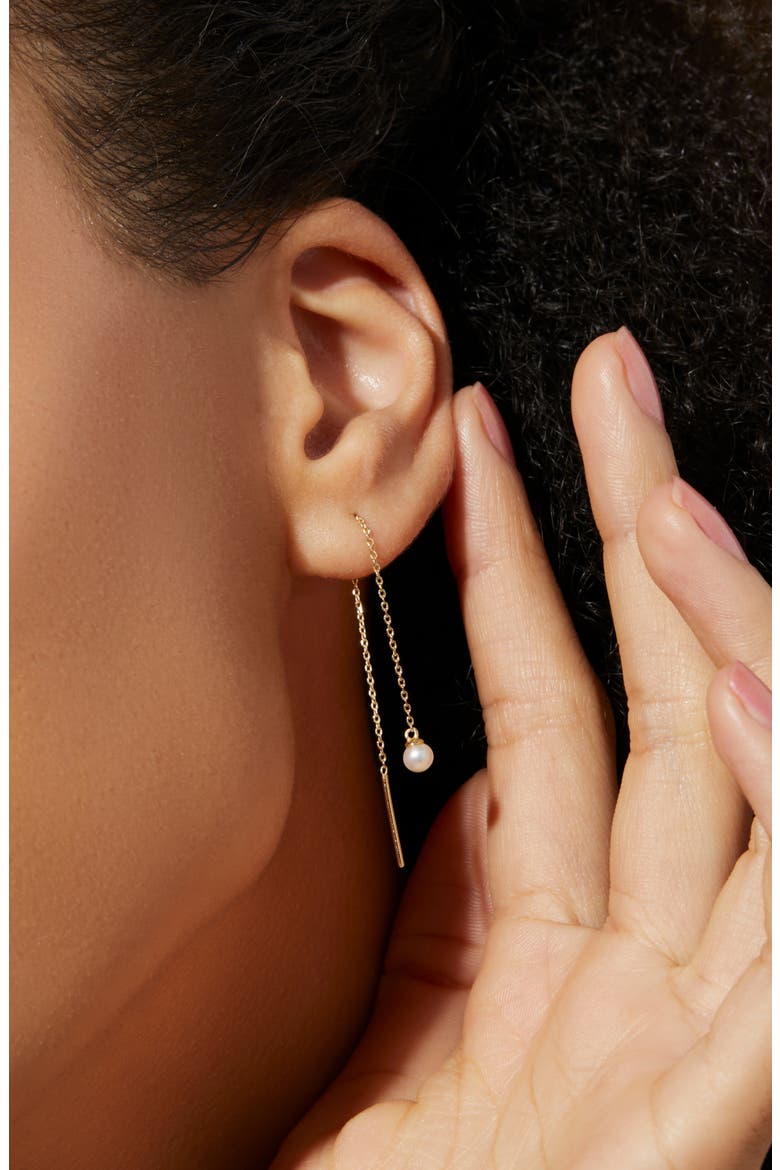 Pearl Threader Earrings - Abrielle, Alternate, color, Gold