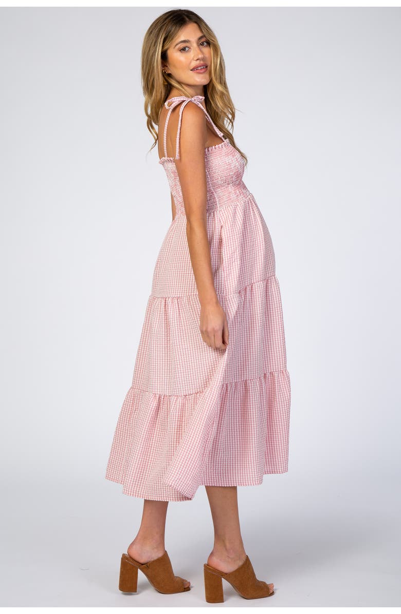 PinkBlush Checkered Tiered Midi Dress, Alternate, color, Pink