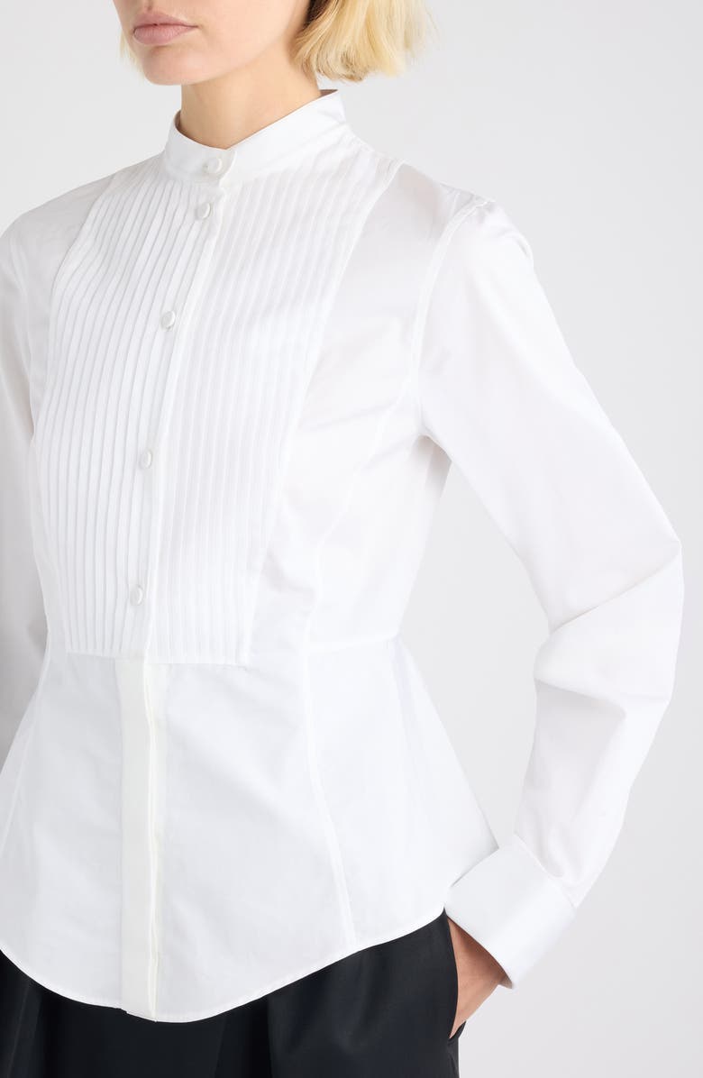 Alaïa Tux Cotton Poplin Button-Up Shirt, Alternate, color, Blanc