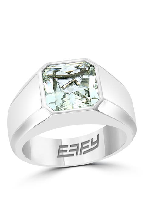 White Topaz Geometric Statement Ring in Sterling Silver