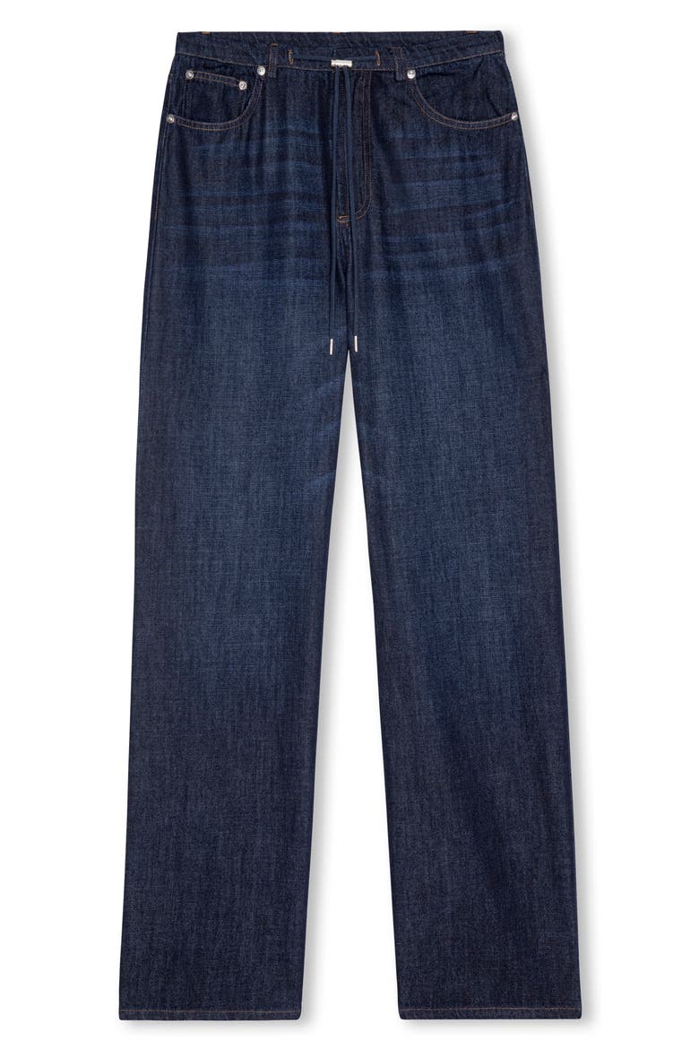 Normandie Wide Leg Drawcord Waistband Jeans, Alternate, color, RINSE WASH