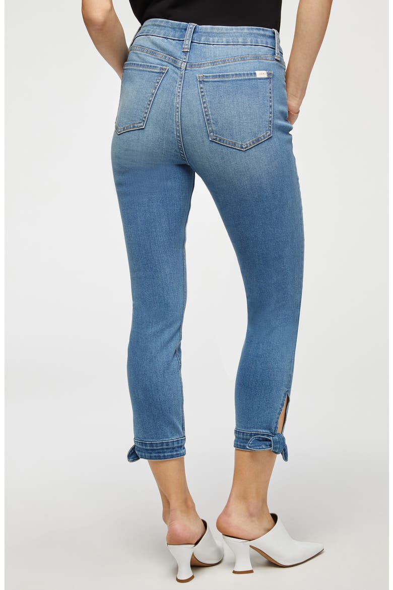 Tie Hem Crop Skinny Jeans, Alternate, color, SUNSET