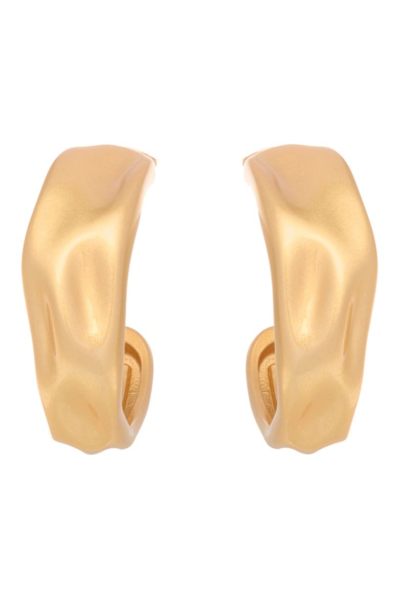 Halle Hammered Hoop Earrings, Alternate, color, GOLD TONE