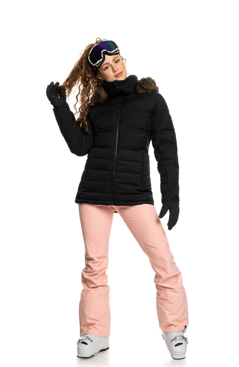 Roxy Quinn Insulated Snow Puffer Coat with Removable Faux Fur Trim, Alternate, color,