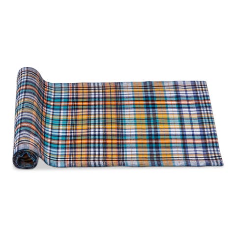 Summer House Bright Plaid Table Runner Multicolor Cotton