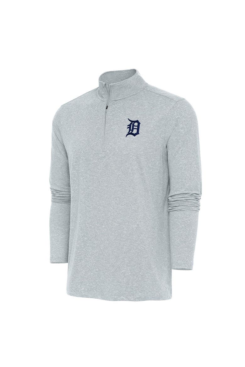 Men's Antigua  Heather Gray Detroit Tigers Hunk Quarter-Zip Pullover Top, Main, color, Heather Gray