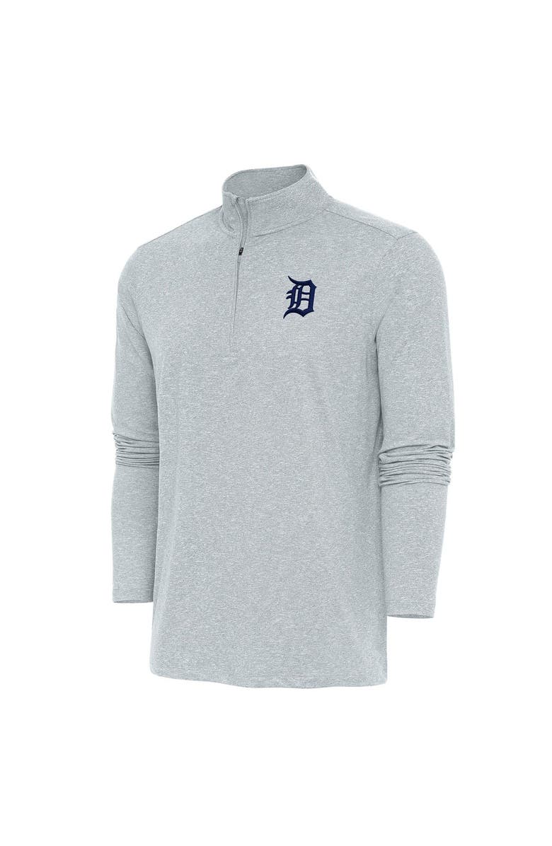 ANTIGUA Men's Antigua Heather Gray Detroit Tigers Hunk Quarter-Zip Pullover Top, Main, color, Heather Gray