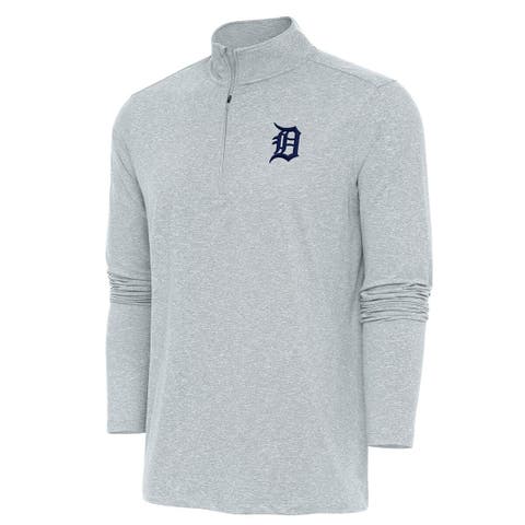 Men's Antigua  Heather Gray Detroit Tigers Hunk Quarter-Zip Pullover Top