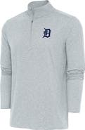 ANTIGUA Men's Antigua  Heather Gray Detroit Tigers Hunk Quarter-Zip Pullover Top