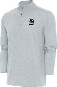 ANTIGUA Men's Antigua  Heather Gray Detroit Tigers Hunk Quarter-Zip Pullover Top