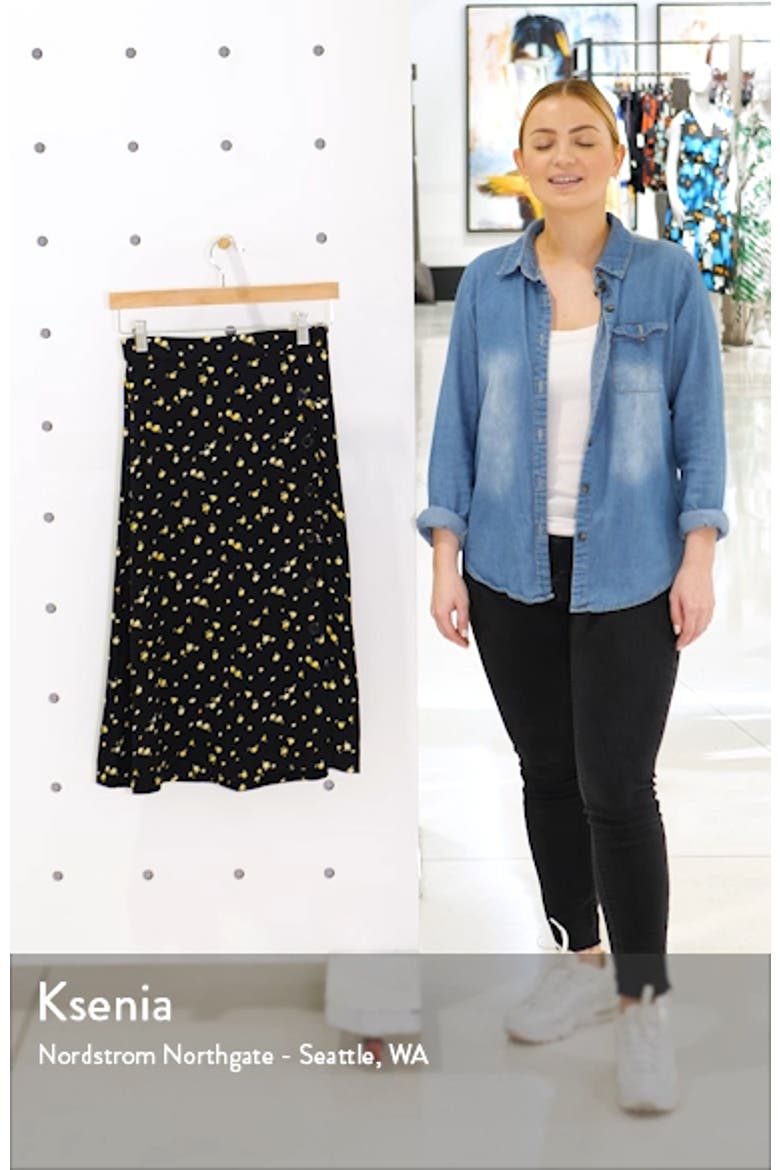 Floral Side Button Midi Skirt video