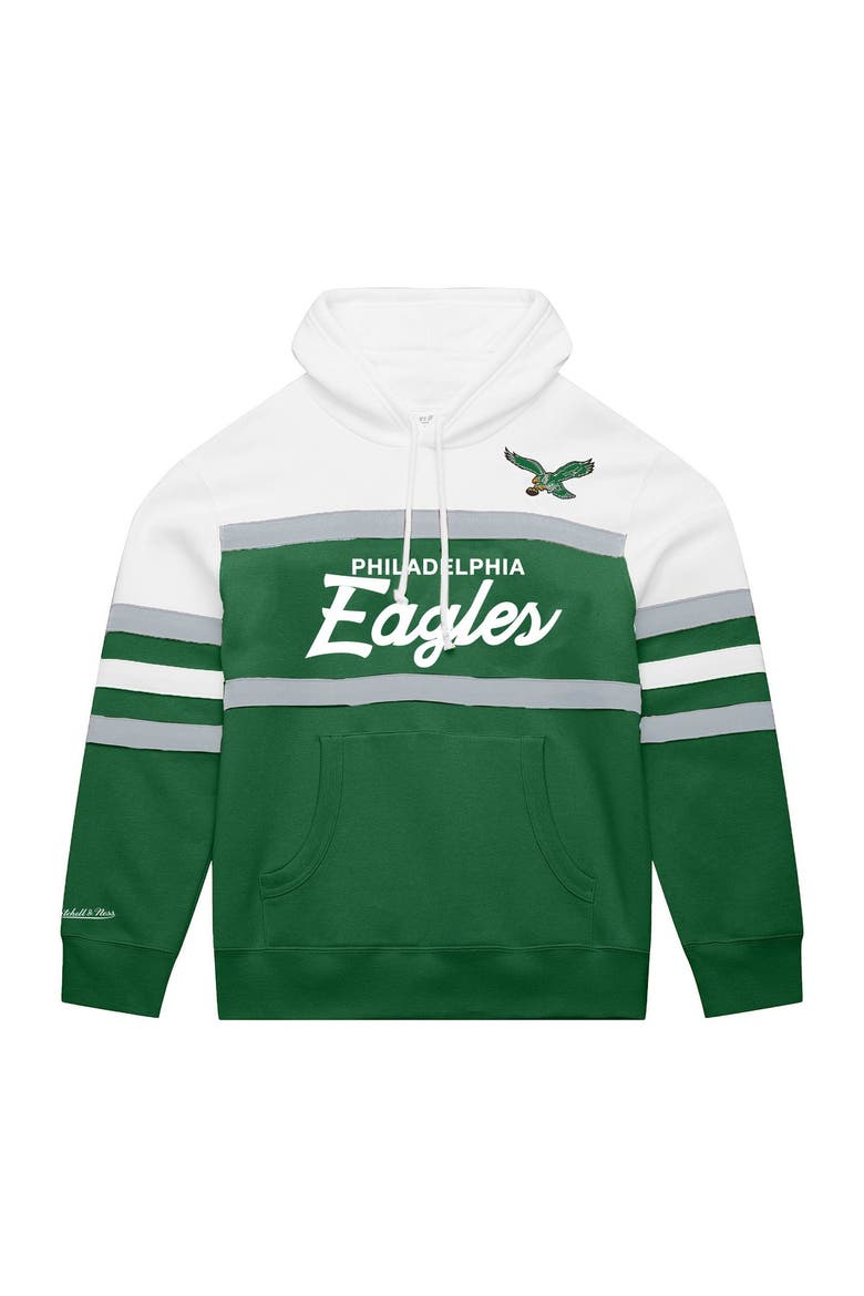 Men's Mitchell & Ness  White/Kelly Green Philadelphia Eagles Big & Tall Head Coach Hoodie, Main, color, White