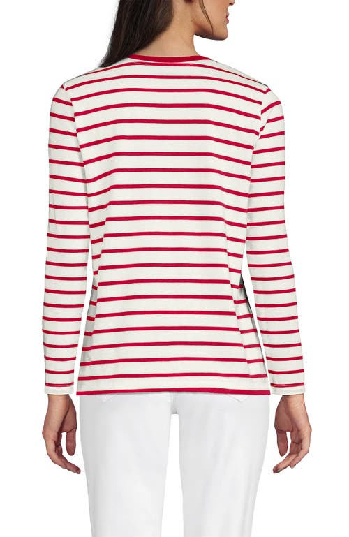 Lands' End Relaxed Supima Cotton Long Sleeve V-neck T-shirt In White