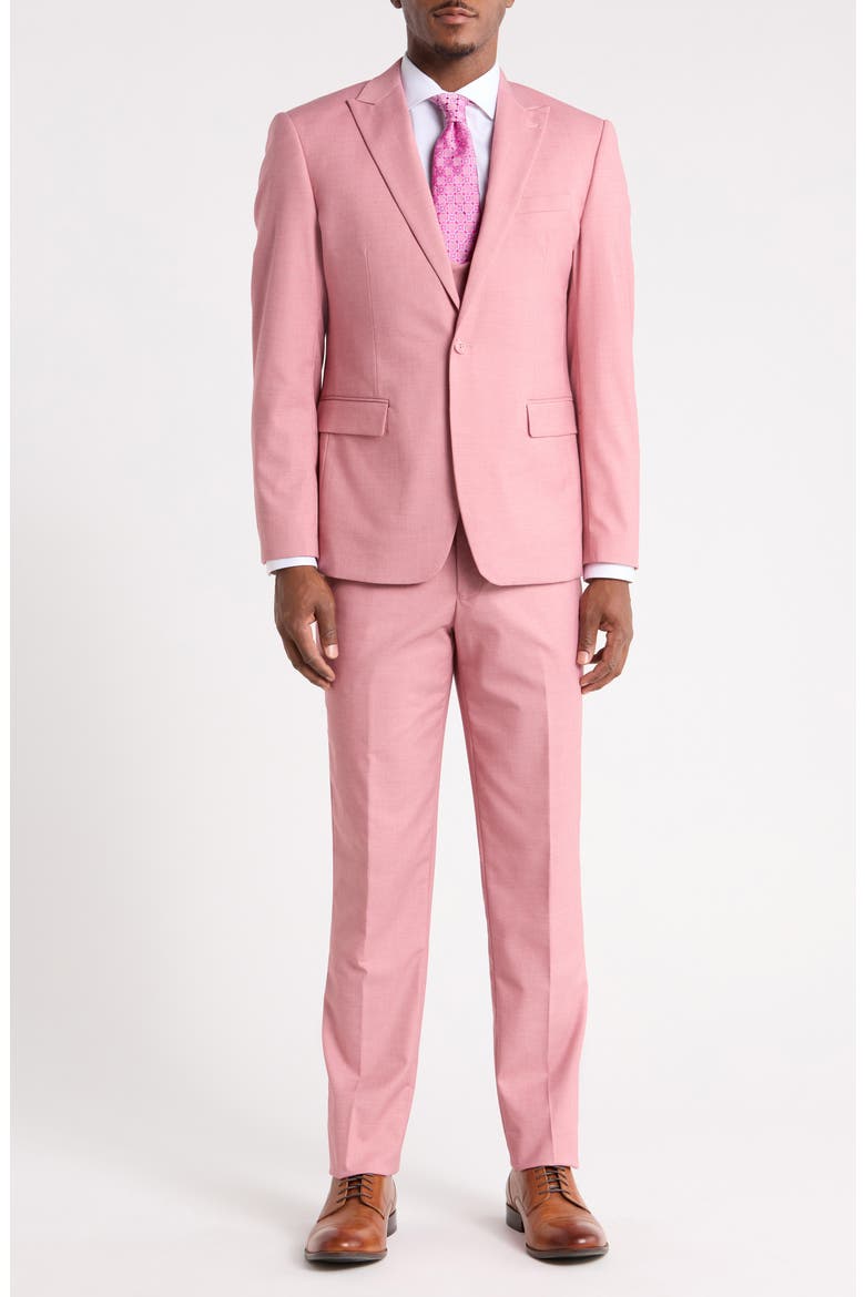 Peak Lapel 3-Piece Suit, Main, color, MAUVE