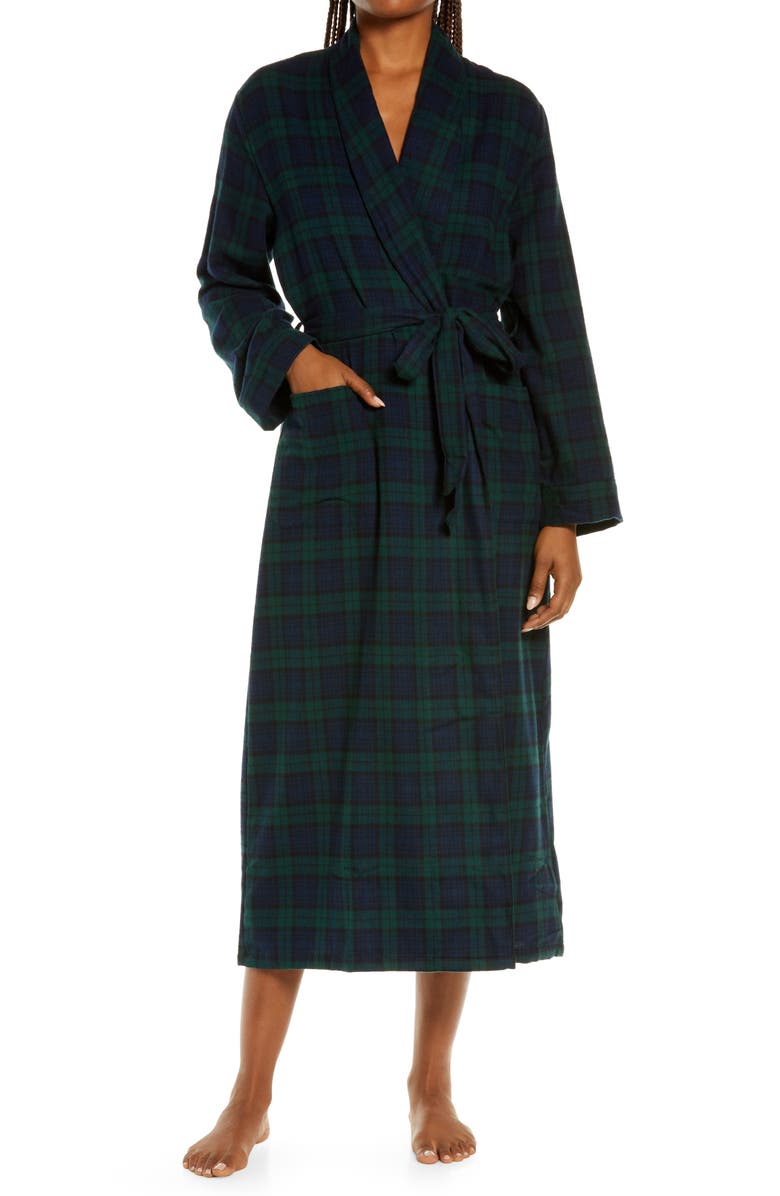 L.L.Bean Scotch Plaid Flannel Robe, Main, color, 