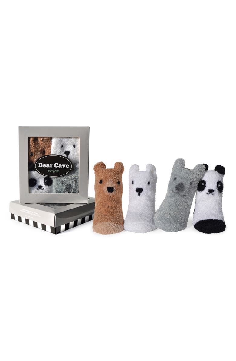 Trumpette Bear Cave Assorted 4-Pack Socks, Alternate, color, Assorted Neutral