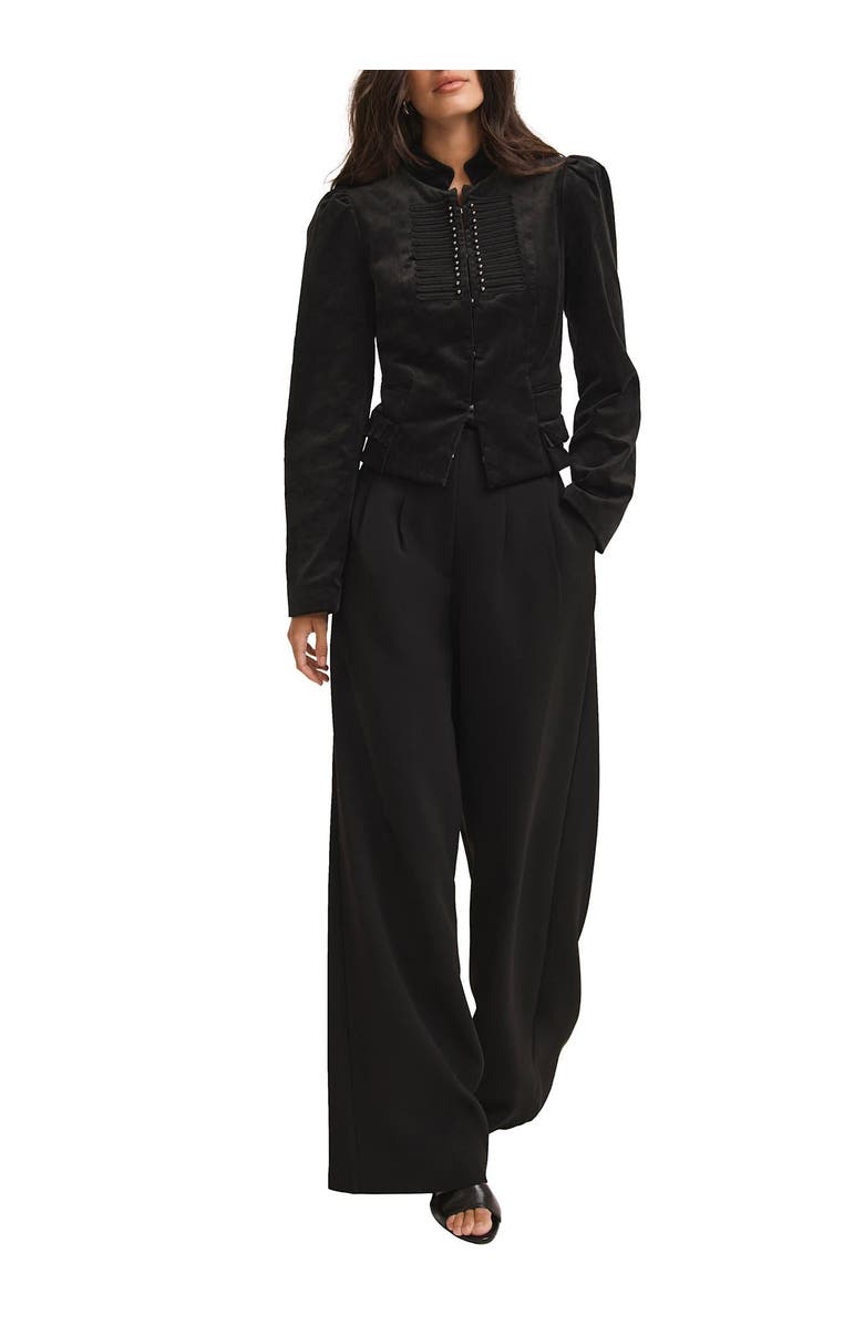 MINT VELVET Velvet Military Jacket, Alternate, color, Black