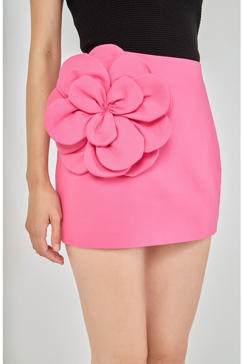 Flower Applique Miniskirt, Alternate, color, PINK