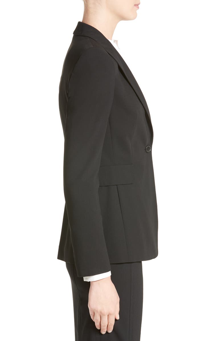 Akris punto Long One-Button Jacket, Alternate, color, Black
