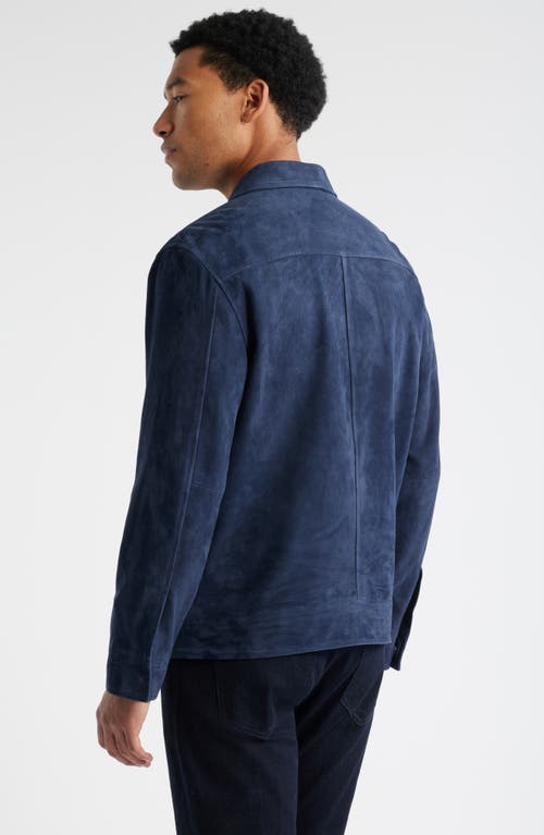 Nordstrom Suede Zip Front Jcaket In Blue