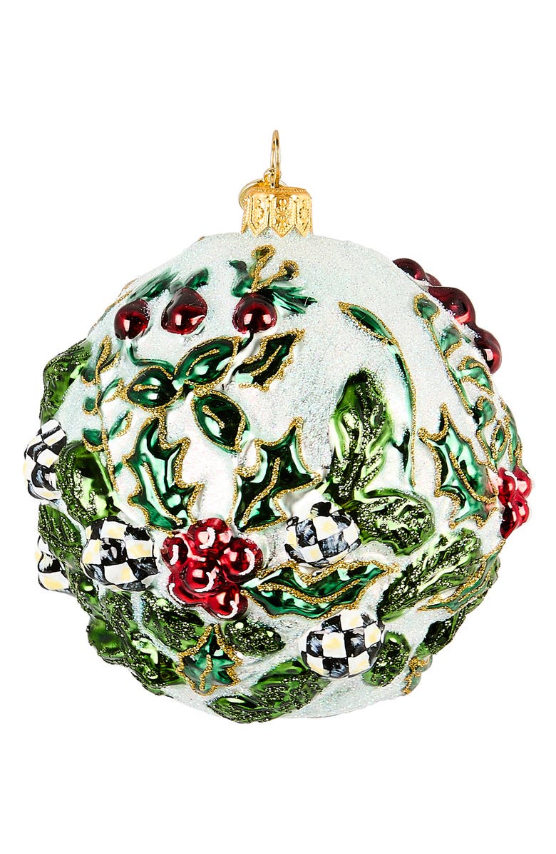 MACKENZIE CHILDS Cardinal Glass Ball Ornament, Alternate, color, White