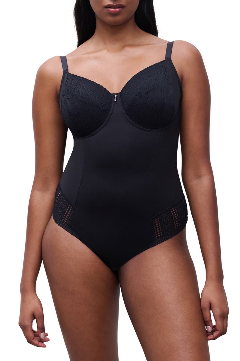 Easy Support Underwire Bodysuit, Main, color, BLACK