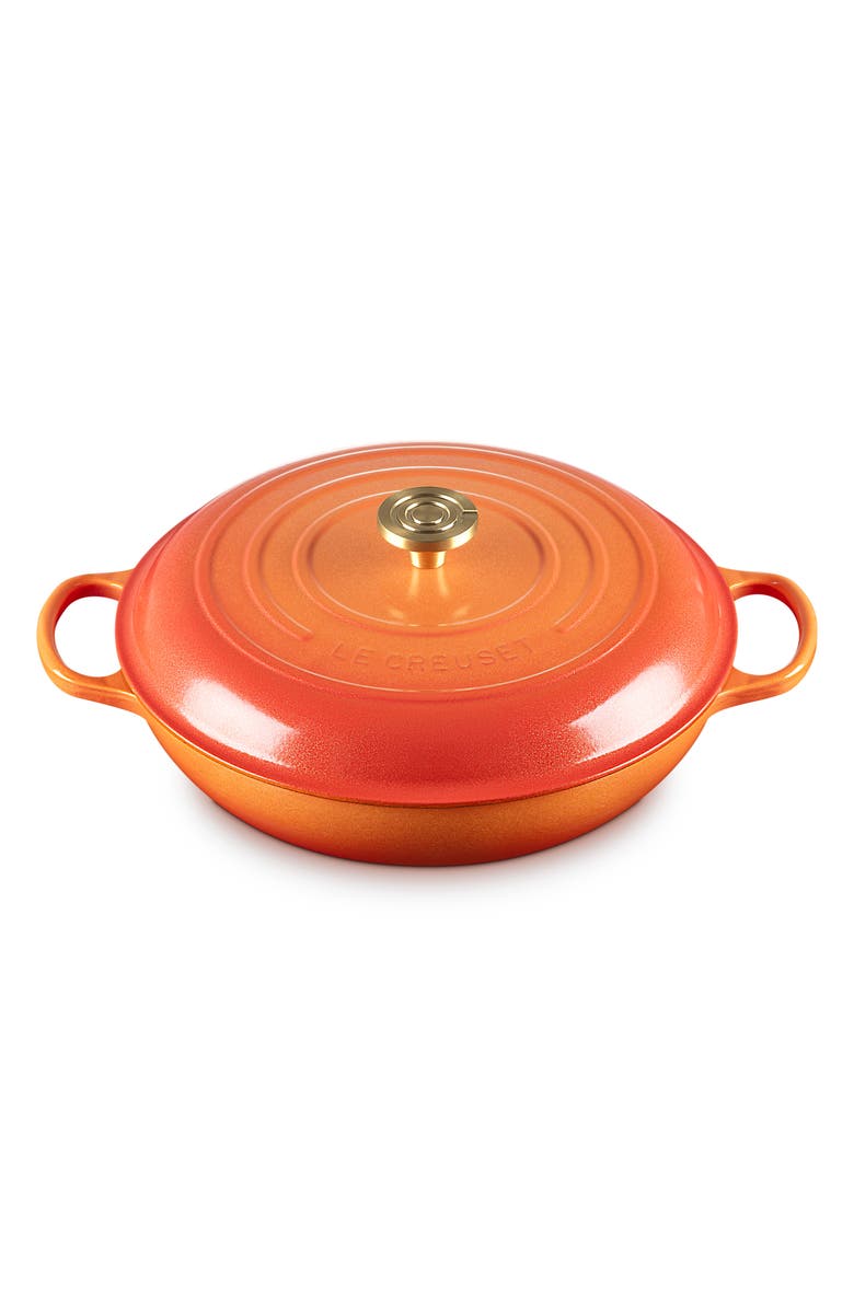 Le Creuset Signature Enameled Cast Iron Covered Braiser, Alternate, color, Flamme Doree