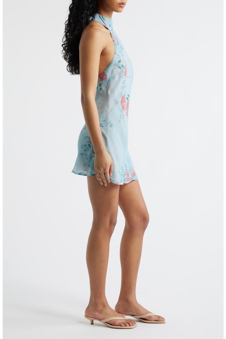 Piper Flower Halter Neck Minidress, Alternate, color, LIGHT BLUE