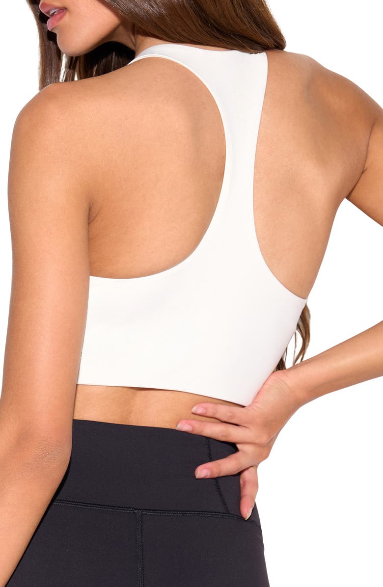 Spiritual Gangster Frankie Longline Racerback Sports Bra, Alternate, color, White